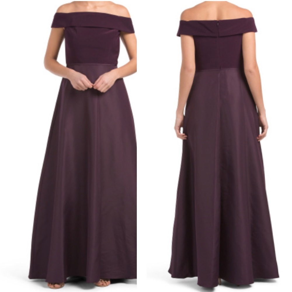 ADRIANNA PAPELL Jersey and satin Taffeta evening Dress grape dark red  Size: 6